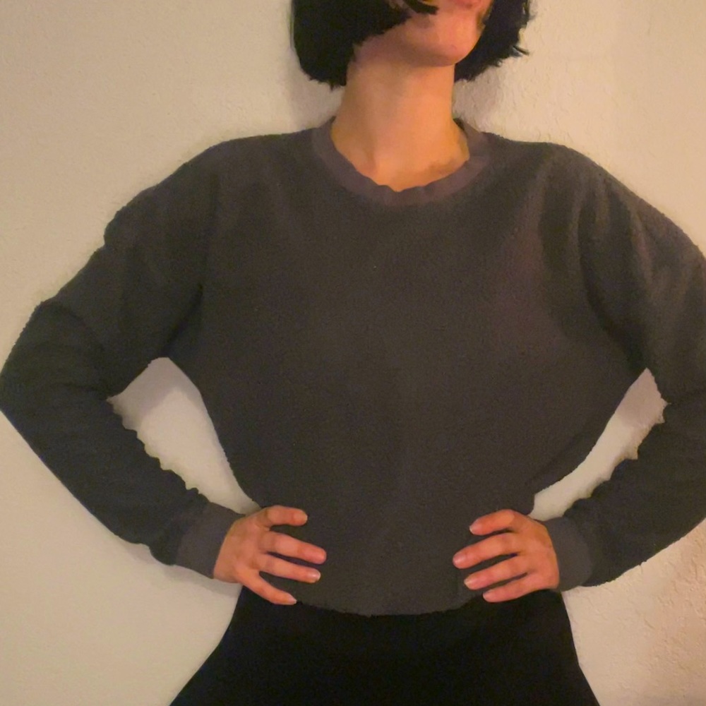🩶 Small Grey Fuzzy Cozy Pullover Sweater